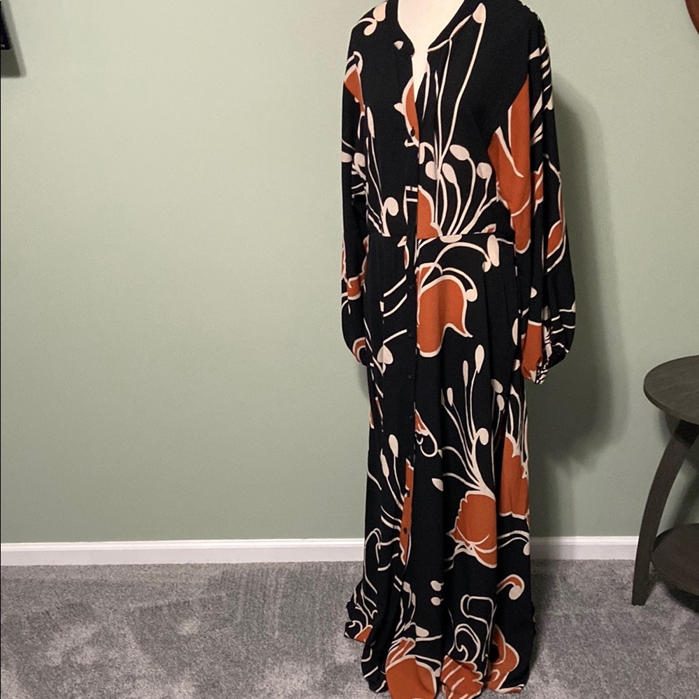 Premier Black and Orange Bishop Sleeve Gown